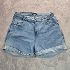 Threadbare Womens Light Wash Denim‎ Cuffed Jean Shorts Blue Size 10 US 14 UK